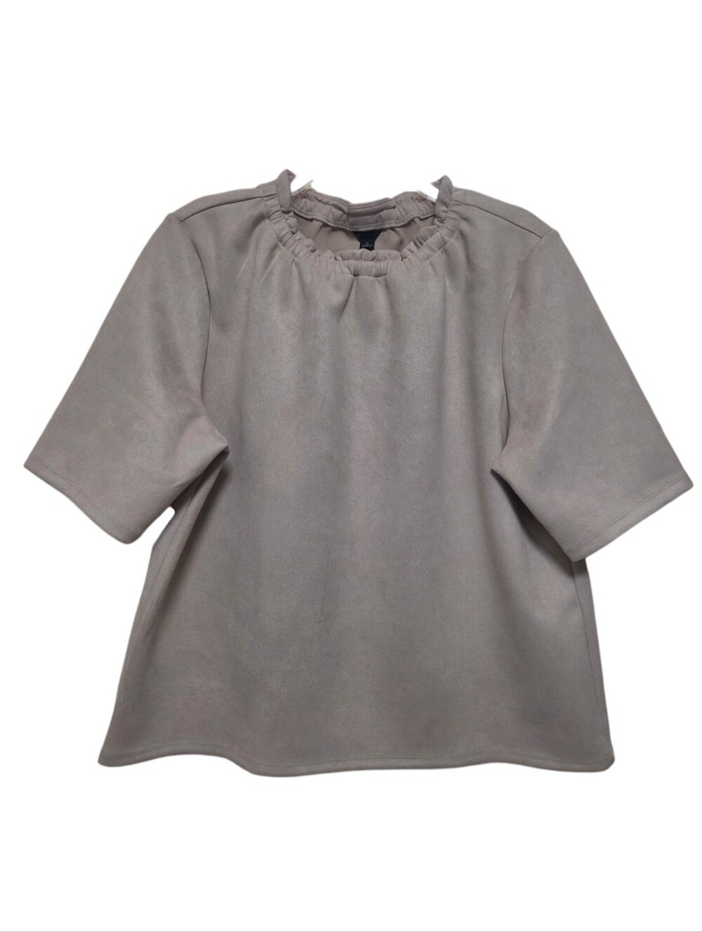 Ann Taylor Suede Top Ruffle Neck Oversized